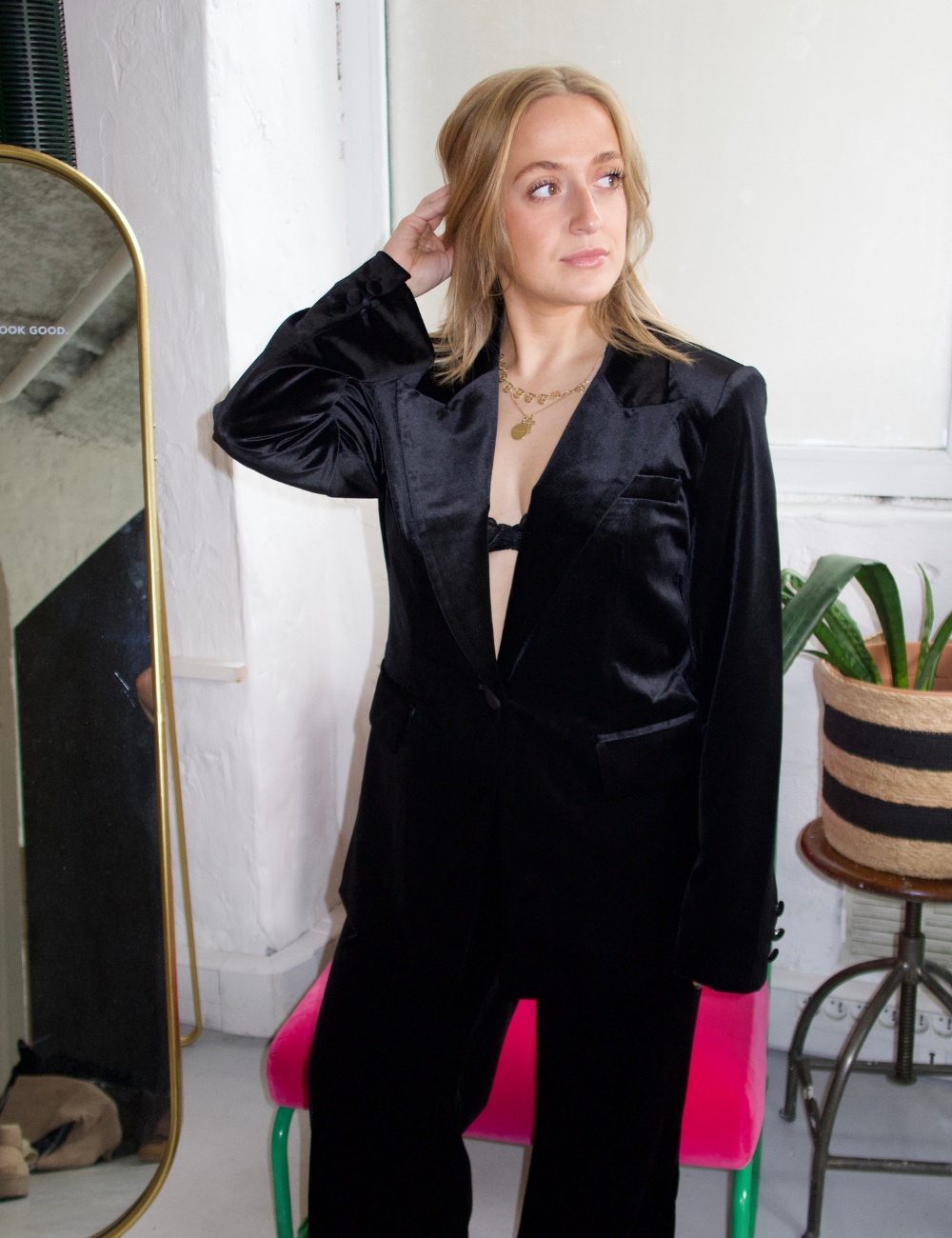 Black velvet blazer