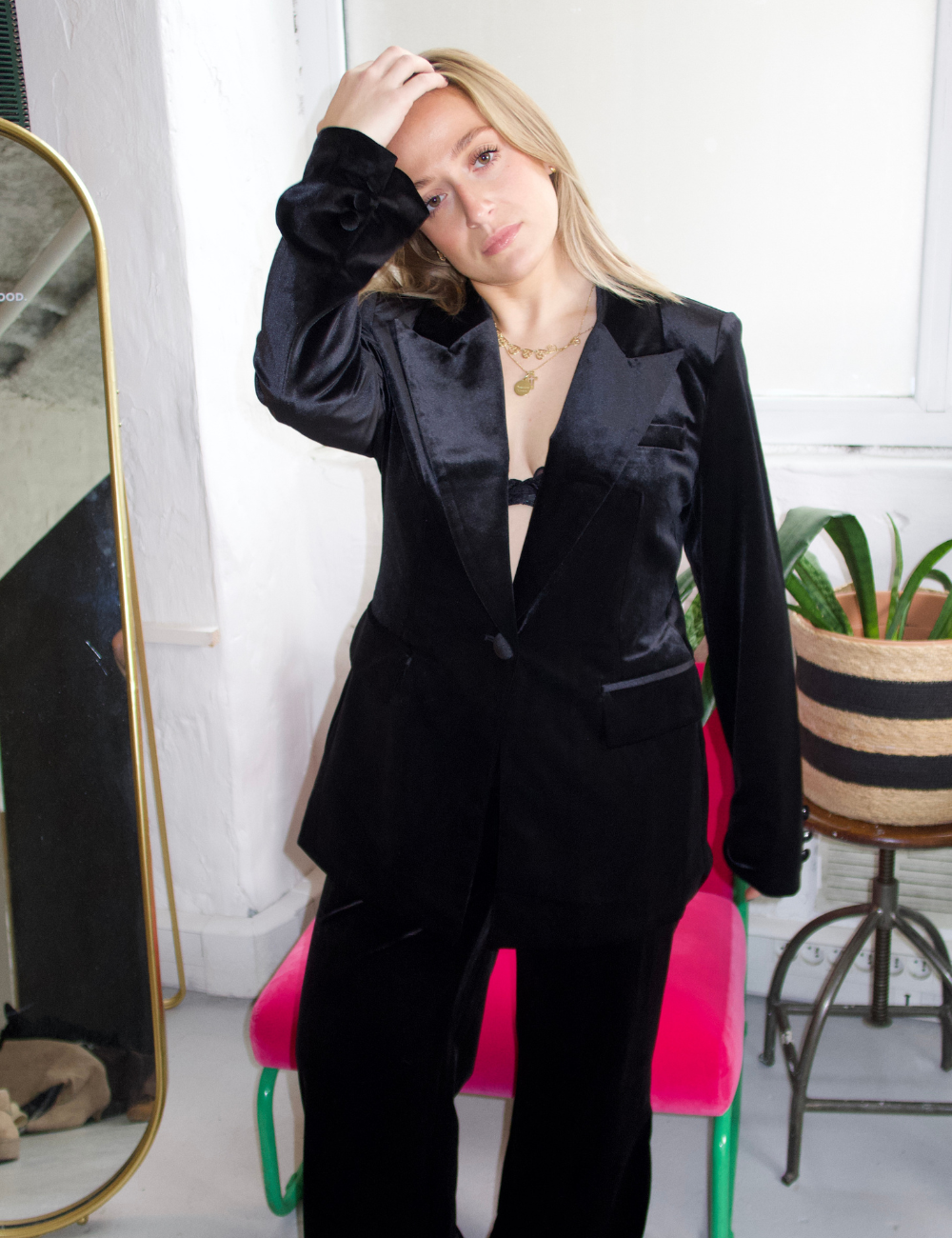 Black velvet blazer