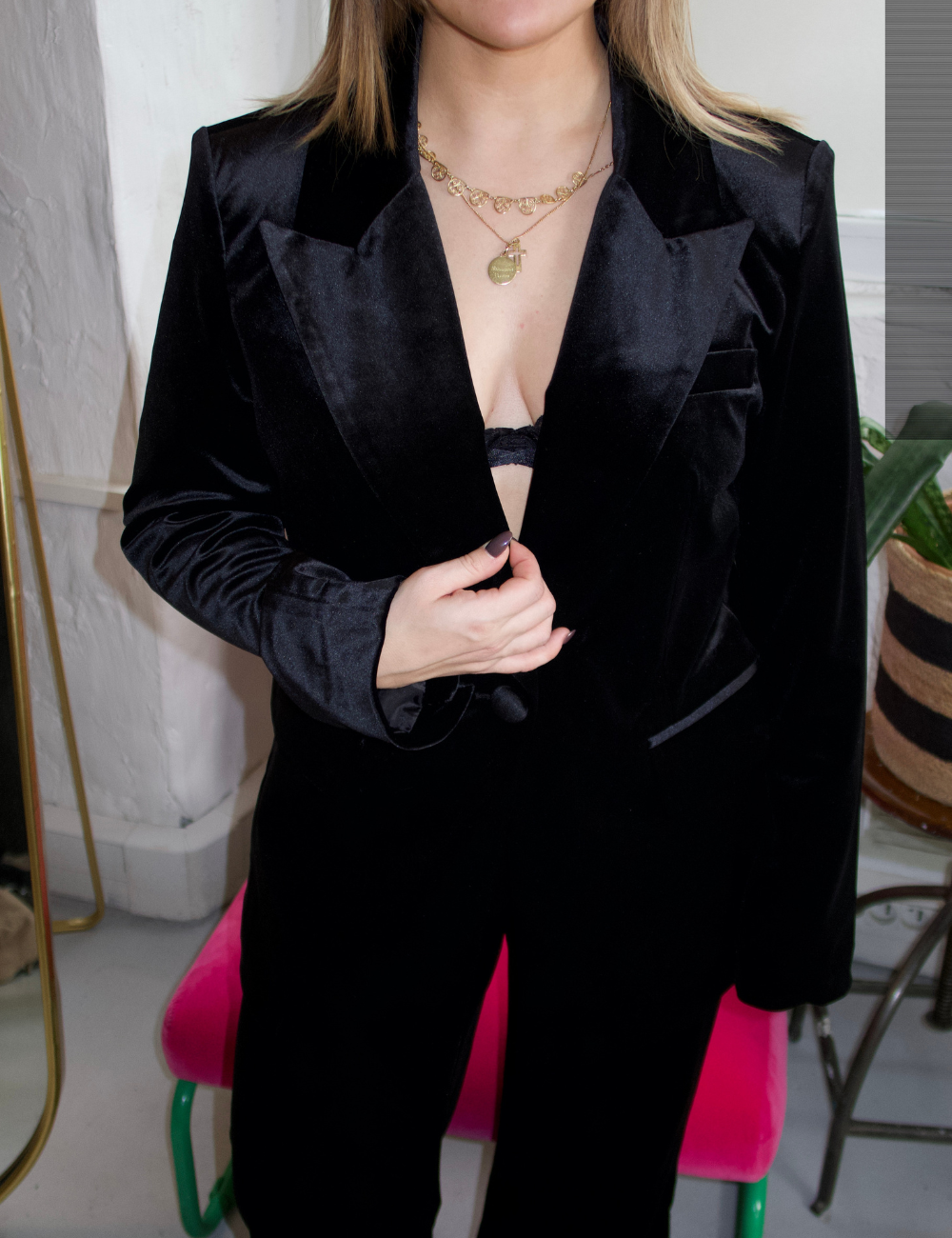 Black velvet blazer