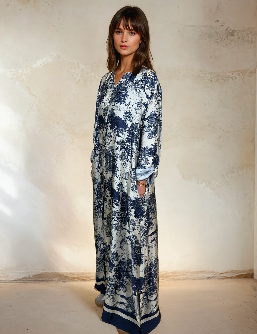 Robe chemise imprimée Toile de Jouy