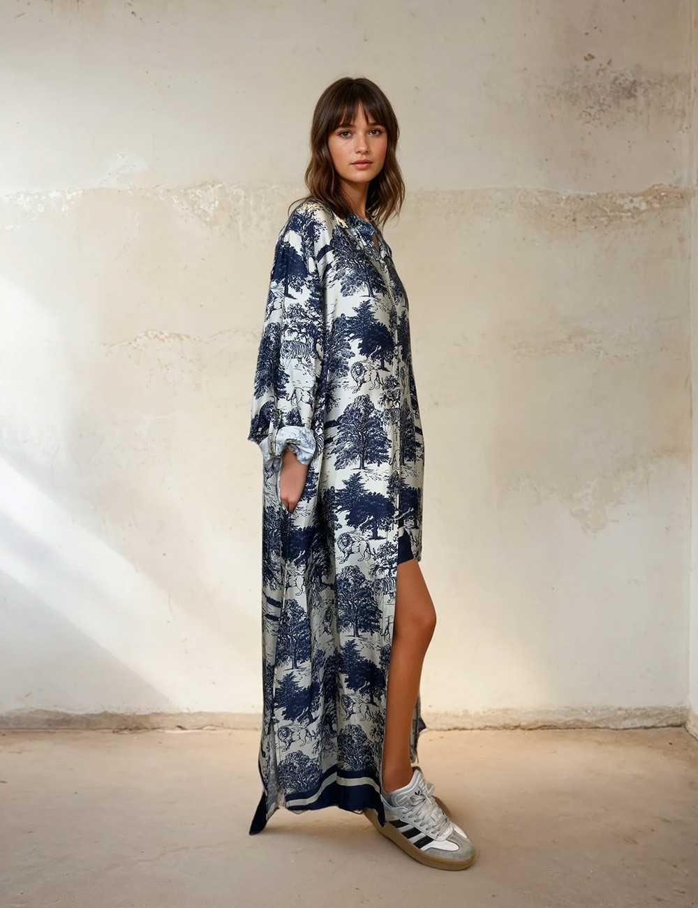 Robe chemise imprimée Toile de Jouy