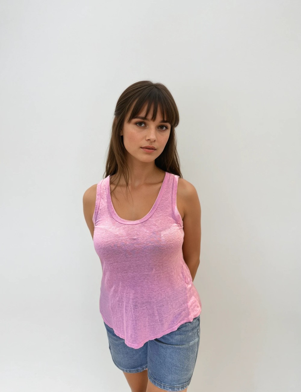 Pink linen tank top