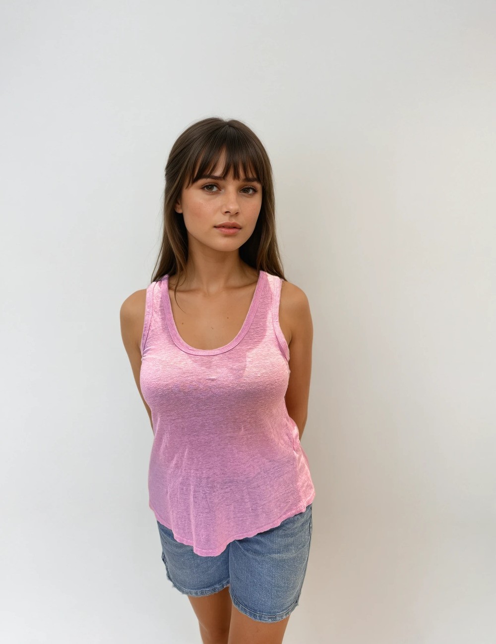 Pink linen tank top