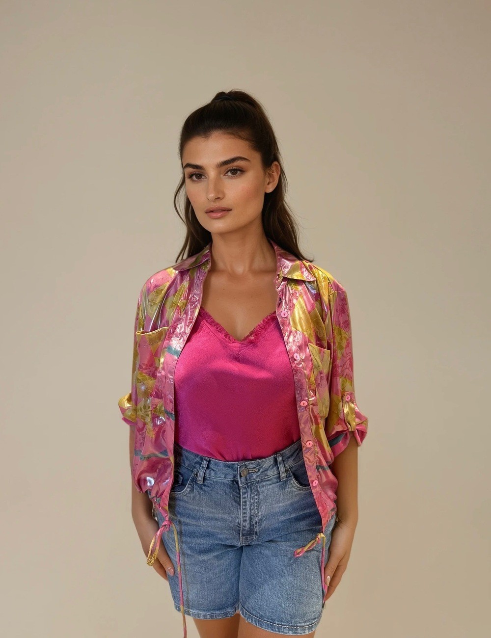 Chemisier irisé bohème-chic à imprimé floral