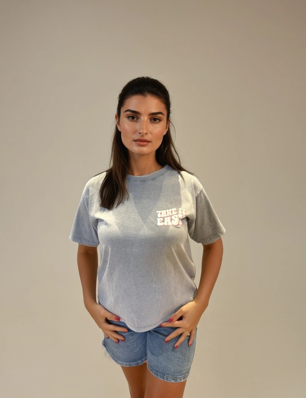 Take it Easy grey printed T-shirt