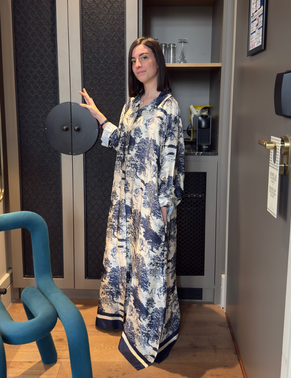 Robe chemise imprimée Toile de Jouy