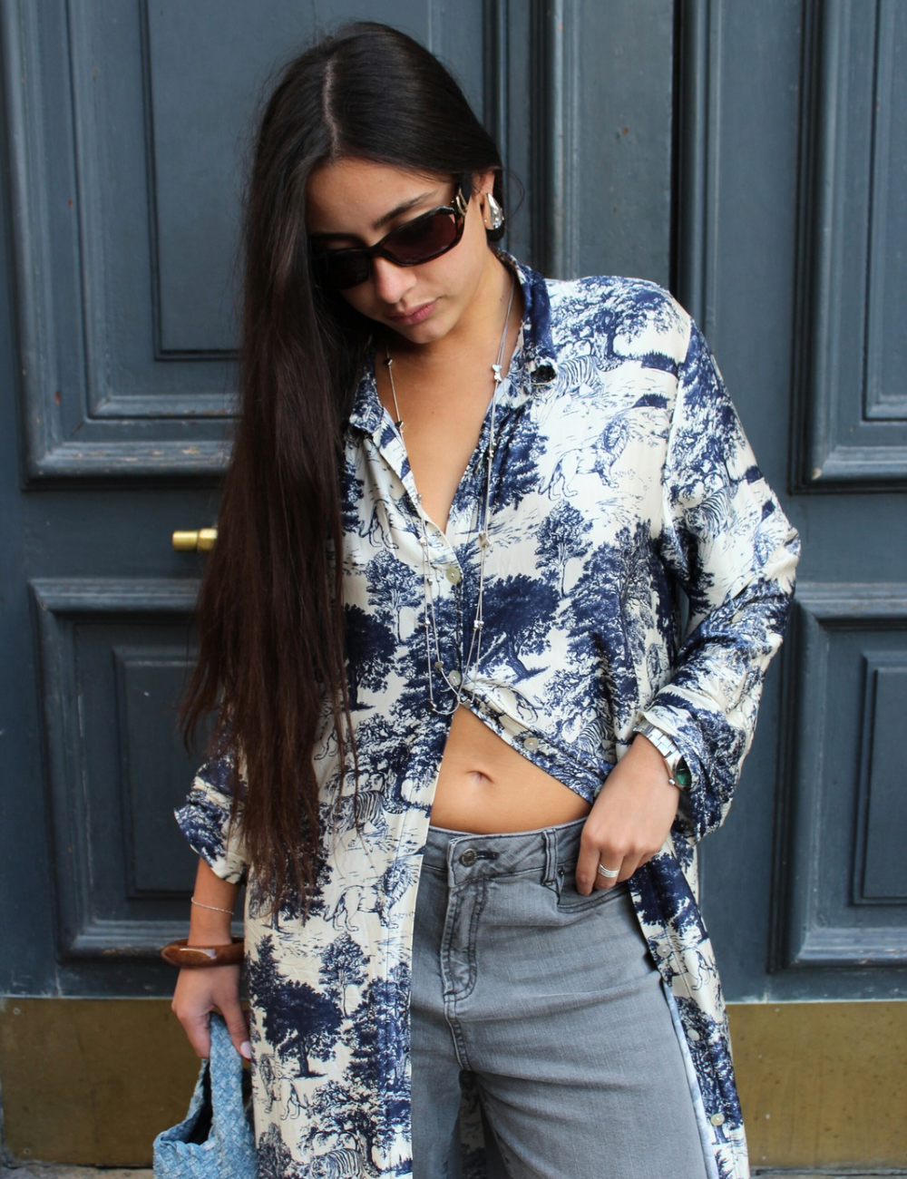 Robe chemise imprimée Toile de Jouy