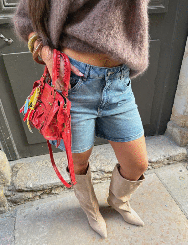 21 Détail poches et rivets bermuda denim vintage authentique