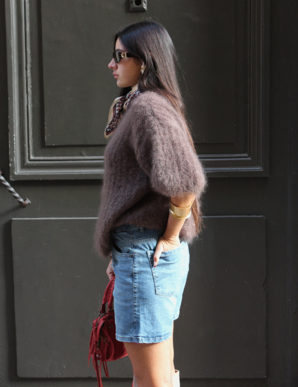 24 Vue latérale bermuda denim coupe vintage ample confortable