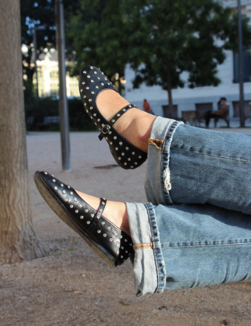 Babies noir strassées effet daim femme Ambre Concept Store