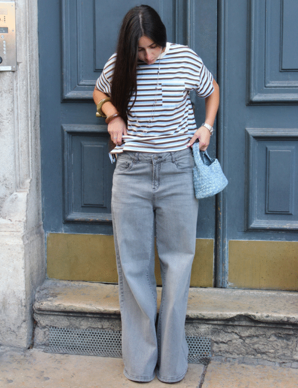 5 Jean large gris clair baggy femme Ambre Concept Store