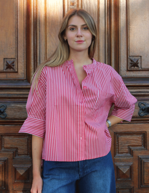 Visuel site - 43 Chemisier rayures classique coton femme Ambre Concept Store