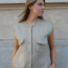 Pull maille beige et texture gilet italien luxe