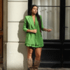 Visuel site - 84 Veste verte stylée avec jupe bouffante assortie