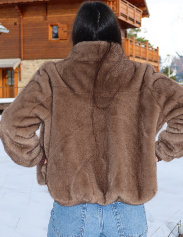 12 2 Veste Fausse Fourrure Camel Femme - Manteau Court Made in Italy