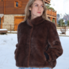 Veste fausse fourrure chocolat femme Made in Italy Ambre