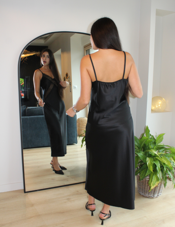 36 Robe Longue Noire Dentelle - Robe Maxi Élégante Made in Italy