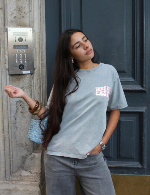 T-shirt gris Take It Easy femme Made in Italy Ambre