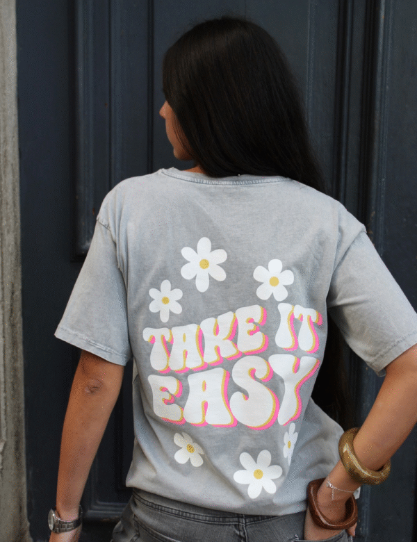 Vue de dos t-shirt gris coton naturel