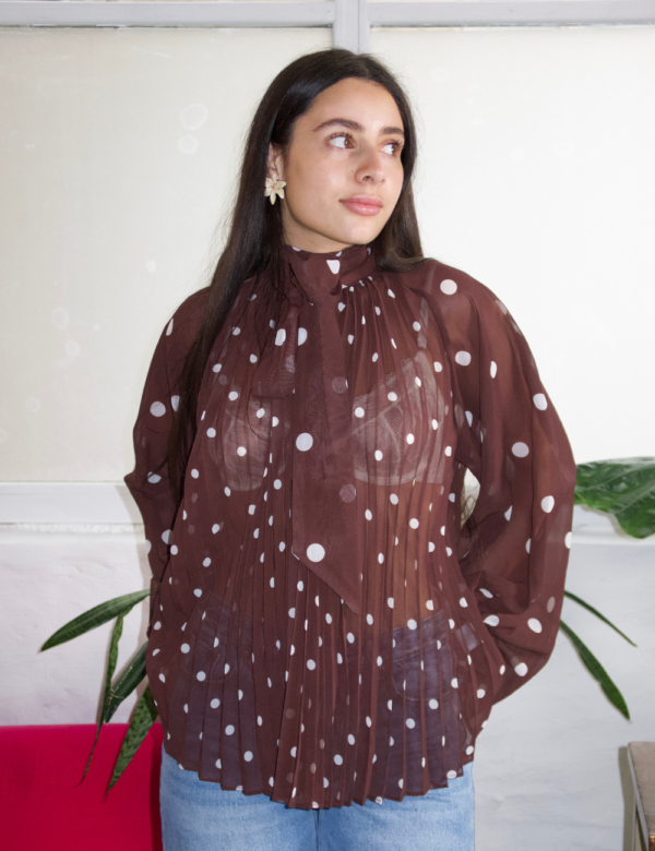11 Blouse marron à pois femme Ambre Concept Store