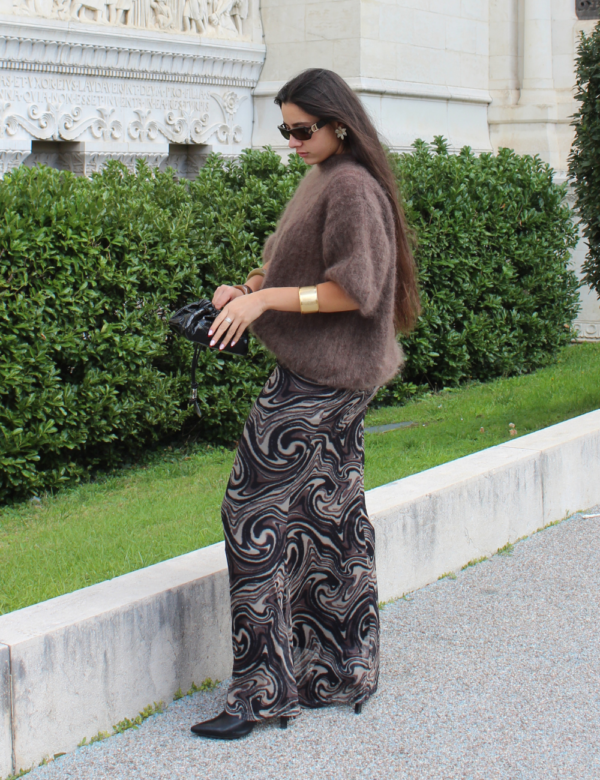 Jupe longue marron maxi femme made in Italy Ambre Concept Store