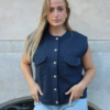 Gilet sans manches bleu femme Made in Italy Ambre Concept Store