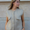 Gilet sans manches beige camel femme Made in Italy Ambre