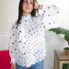 Blouse blanche pois - chemisier élégant motif intemporel