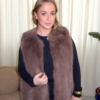 20 Gilet fourrure taupe sans manches femme Ambre
