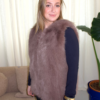22 Gilet fourrure taupe sans manches femme Ambre
