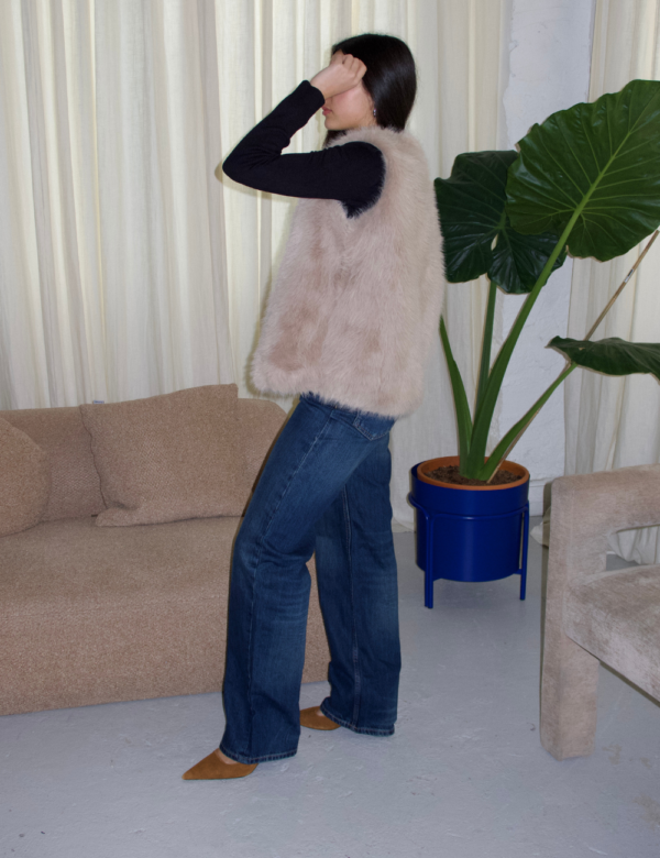 Vue coupe enveloppante gilet beige