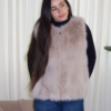 Gilet fourrure beige sans manches femme Ambre