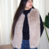 Gilet fourrure beige sans manches femme Ambre