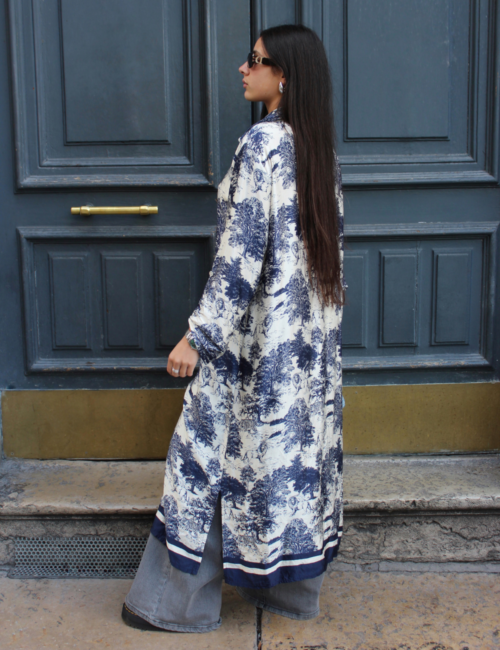 Robe chemise imprimée Toile de Jouy bleu blanc femme Ambre Concept Store