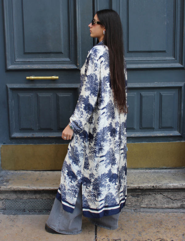 Robe chemise imprimée Toile de Jouy bleu blanc femme Ambre Concept Store