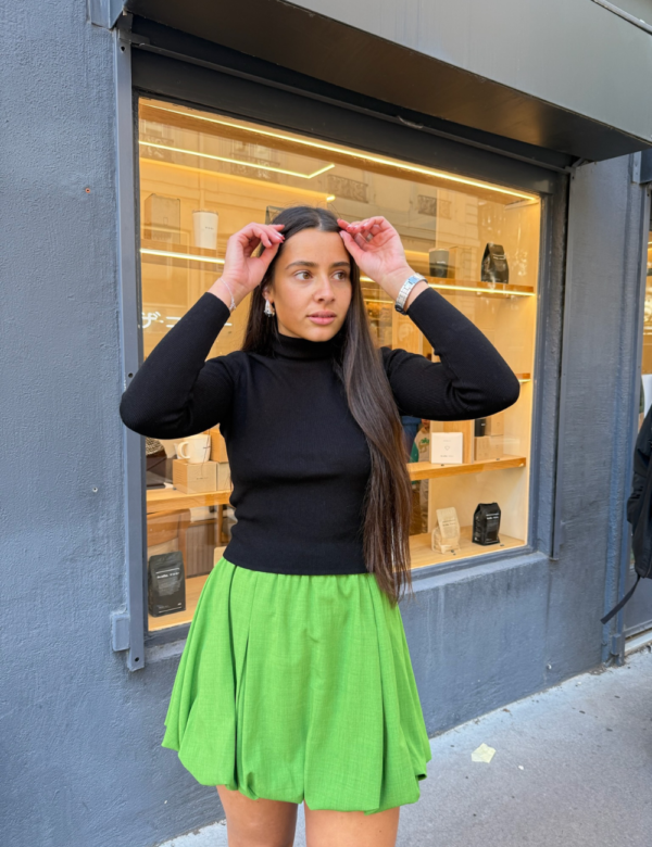 8 Jupe plissée verte courte femme élégante Ambre Concept Store