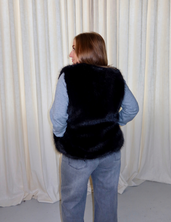 81 vue de dos gilet en fourrure sans manches look gris