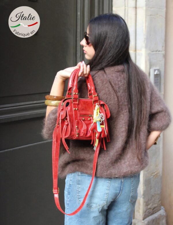 IMG_5639 Sac cuir rouge femme Made in Italy vue face Ambre Concept Store