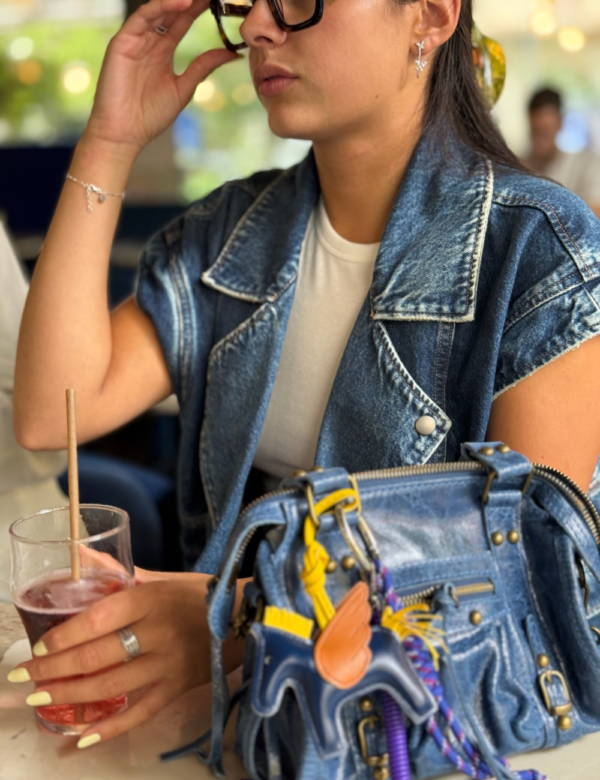 Sac cuir bleu - sac à main made in italy