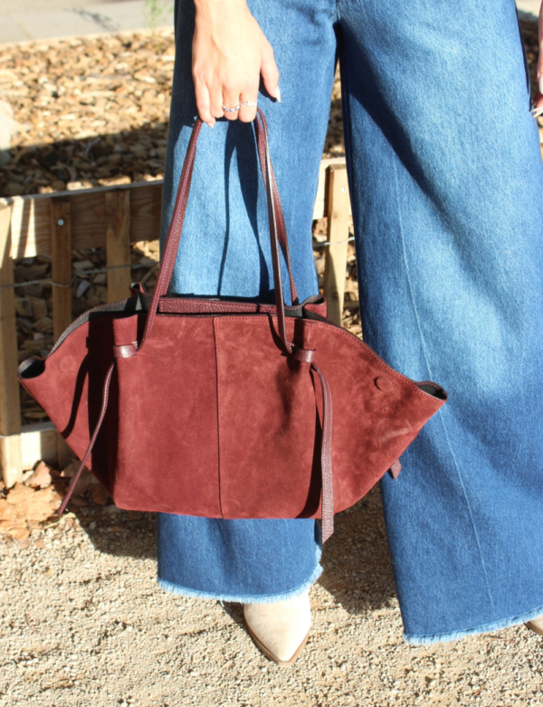 Visuel site - 46 Cabas suède bordeaux - sac cuir italien spacieux