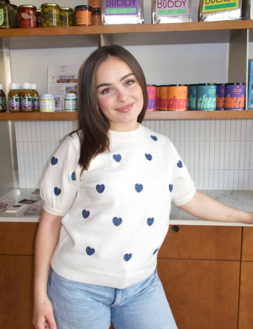 Pull maille cœurs brodés femme Ambre Concept Store